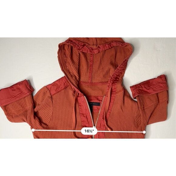 Marc by Marc Jacobs Zip Front Waffle Hoodie Top XS Cinnamon Short Sleeve - Picture 5 of 12
